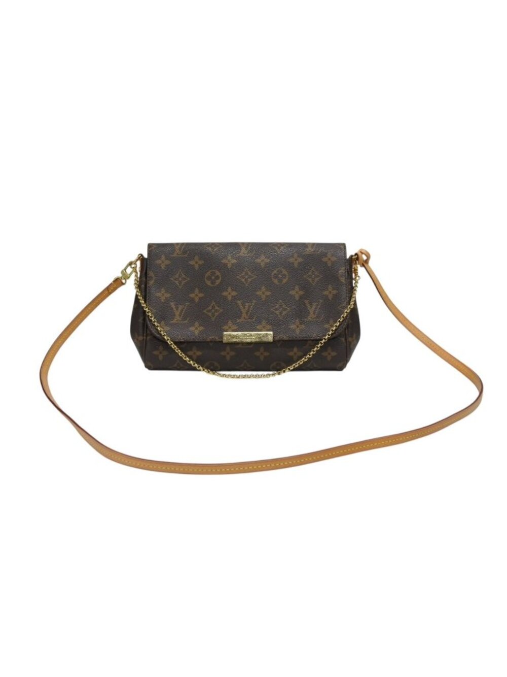 Louis Vuitton Monogram Favorite MM Shoulder Bag Brown Gold